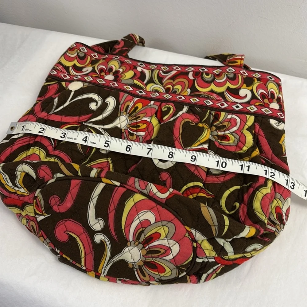 VERA BRADLEY PUCCINI (retired print) tote bag satchel multi pockets brown orange - Picture 15 of 17